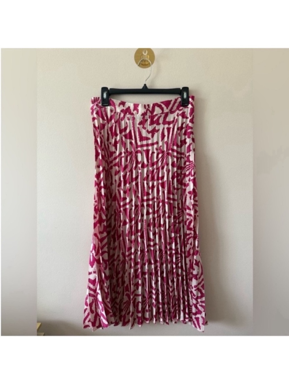 Mango Pink Pleated Midi Skirt Size Medium